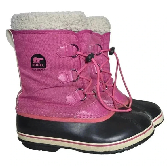 Sorel Yoot Pac Nylon Winter Boots Snow Waterproof Pink  Size 7 - Picture 1 of 13